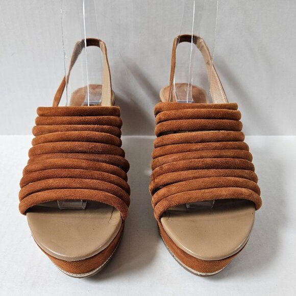 Donald J Pliner Shoes Womens 8 Fenn Strappy Wedge Sandals Caramel Brown Suede - Picture 3 of 10